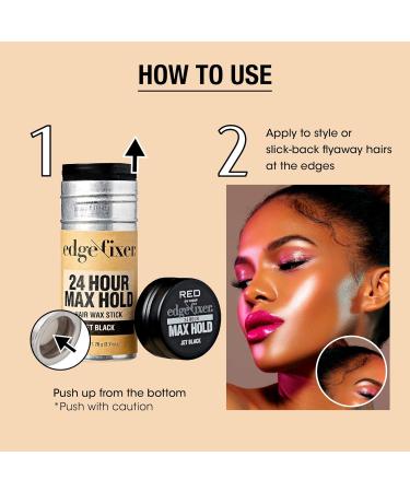 Red by Kiss Hair Wax Stick 24HR Max Hold - Non-Sticky Non-Oily Edge Control Pomade 2.7 oz (Jet Black) - Flake Free Hair Styling for All Hair Types - Buy Online on GoSupps.com