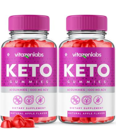 (2 Pack) VitazenLabs Keto Gummies Vitazen Keto ACV Gummies Vitazen Labs Keto Gummies + ACV 1000mg Apple Cider Vinegar VItamin Supplement Women Men Vitazen Keto Advanced Vegan Formula (120 Gummies)