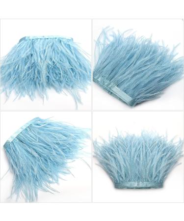 THARAHT Light Blue Ostrich Feather Trim 2 Yard - 4-6 inch Sewing Fringe for DIY Dress Sewing, Craft, Latin Wedding Decor - Buy Online on GoSupps.com