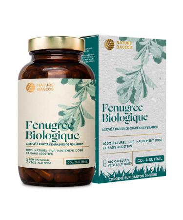 Nature Basics® ORGANIC Activated Fenugreek Capsules | Highly Dosed Natural Fenugreek | Daily Dose of 2,600mg | 180 Capsules Without Additives, Lab Tested & From Germany