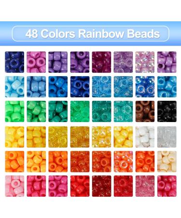 Quefe 3960pcs Pony Beads Bracelet Making Kit - 48 Colors Kandi & Rainbow Beads Set with Letter Beads and Elastic Threads for Jewelry Making - Buy Online on GoSupps.com