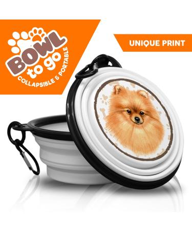 Portable German Spitz/Pomeranian Dog Bowl - Folding Travel Bowl with Carabiners | Unique & Handy Pet Feeding Solution - Buy Online on GoSupps.com