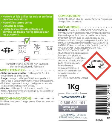 STARWAX SOLUVERT - Soft black soap with linseed oil - 1kg - Cleans - degreases and removes stains - 99.7% natural origin - Fabri - Buy Online on GoSupps.com