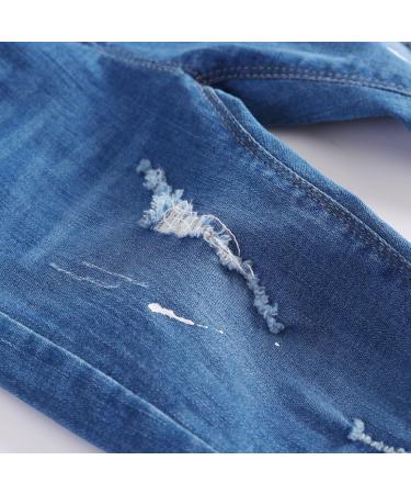 KIDSCOOL SPACE Baby Ripped Jeans | Elastic Waist Distressed Denim Pants | 6-12 Months Blue-2003 - Buy Online on GoSupps.com