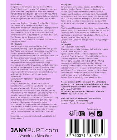 Complexe Chardon Marie 1000mg + Magn sium et Silicium Extra Fort - R g n rant Foie Protection D tox Digestion 60 G lules V ganes 80% de silymarine - Sans OGM Sans Gluten - Qualit Premium - Buy Online on GoSupps.com
