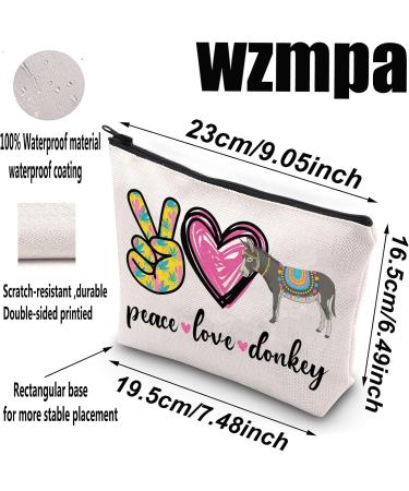 WZMPA Donkey Lovers Cosmetic Bag | Zipper Pouch Gift for Animal Lovers | Peace Donkey Design - Buy Online on GoSupps.com