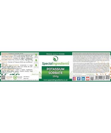 Premium Quality Potassium Sorbate (Mould Inhibitor) 250g - Non-GMO, Gluten Free in Recyclable Container - Buy Online on GoSupps.com