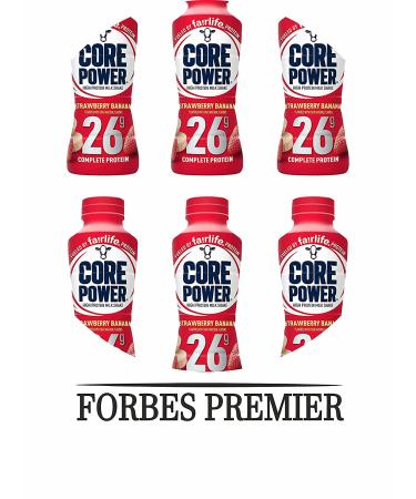 Fairlife Core Power High Protein Milk Shake, Strawberry Banana Flavor, 14 fl oz, Pack of 6 Bottles - Forbes Premier Card Included - Buy Online on GoSupps.com