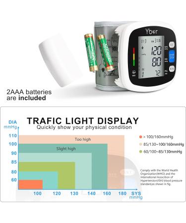 Ybor Automatic Blood Pressure Monitor 2.4" Extra Large LCD Display & Adjustable Wrist Cuff 99x2 Reading Memory for Home Use - Buy Online on GoSupps.com