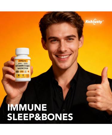KEHLUSTY Vitamin D3 4000 iu and K2 Mk7 with Magnesium Glycinate Supplements for Women & Men Vegan 60 Capsules - Buy Online on GoSupps.com