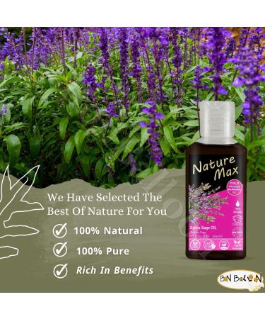 Nature Max Marmaria Salvia Sage Oil Pure Natural Cold Pressed Premium Egyptian Undiluted Egypt For Hair & Skin No Additives Non Gmo Kosher Halal ( 1 Pack 1.70 oz / 50 ml )  - Buy Online on GoSupps.com