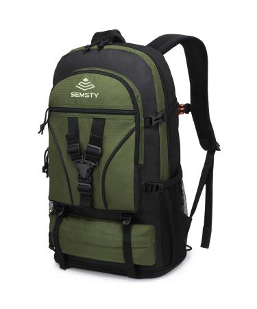 SEMSTY Hiking Backpack, 40L+10L Expandable Travel Backpack Flight Approved, Camping, Travel Backpack For Men and Women 40L+10L expandable 40l+10l Green