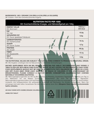 Bio Chlorella 500mg - Organic Vegan Microalgae Tablets (1000 pcs) | 100% Pure & Natural Chlorella Vulgaris for Optimal Health - Buy Online on GoSupps.com