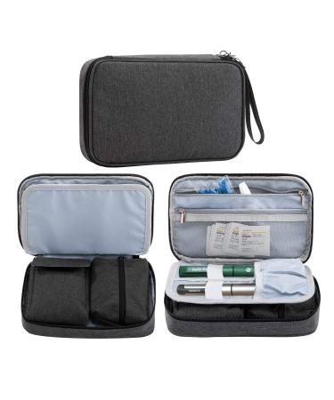 OSPUORT Diabetic Supplies and Insulin Travel Storage Case for Glucose Meter All Diabetic Supplies Carrying Bag Holds Insulin Pens Vials Blood Sugar Test Strips Medicine (Dark Gray) Dark Gray 1