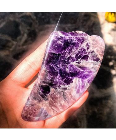 Natural Stone Rollers Amethyst Gua Sha Goose Foot Massager Pink Quartz Face Roller (Amethyst)