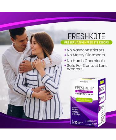 FRESHKOTE Eye Drops for Dry Eyes - 30 Single-Use Vials Preservative-Free Lubricant for Contacts Includes Ammonia-Free Glass Cleaner & Microfiber Cloth - Fast International Shipping - Buy Online on GoSupps.com