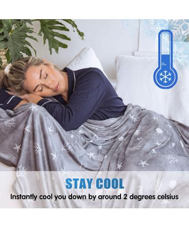 Coastal Theme Cooling Blanket | King Size 108x90 | Lightweight Double Sided Cold Effect | Breathable Summer Blanket for Hot Sleepers | Space Grey King to Cal King - Buy Online on GoSupps.com