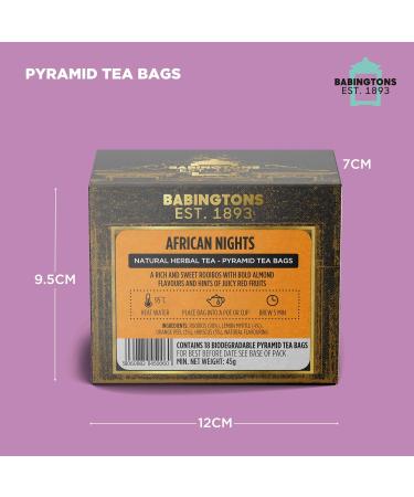 African Nights Rooibos Pyramid Tea Bags - 18 High Grade Bags with Lemon Myrtle, Hibiscus, Orange Peel & Almond - Biodegradable & Plastic Free - Buy Online on GoSupps.com