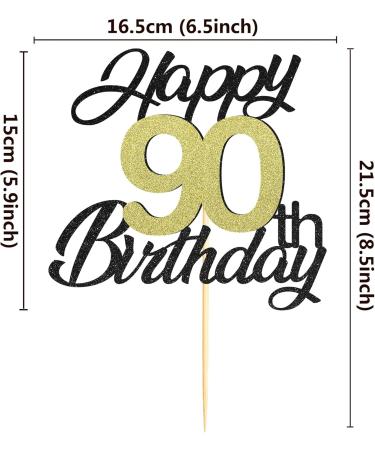 Shop Sumerk 90th Birthday Cake Attachments - Gold & Black Decorations Perfect for 90th Birthday Party - Buy Online on GoSupps.com