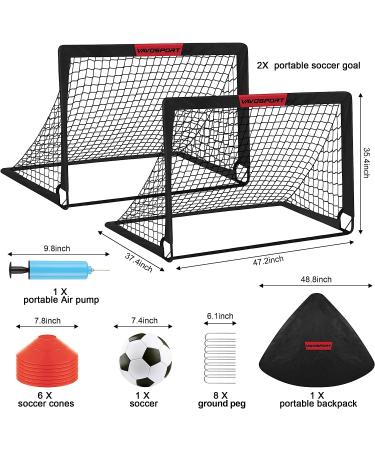Kids Soccer Goals Set - 2 Portable 4' x 3' Goals with Soccer Ball, for Backyard Training & Youth Games | Outdoor Pop Up Toddler Soccer Net in Black - Buy Online on GoSupps.com