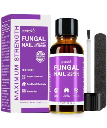 pureskin Fungal Nail Renewal - Maximum Strength Nail Fungus Treatment, Toe Fungus Nail Treatment, Health Care Solution for Finger & Toenail Fungus, Athlete's Foot, Ringworm by Fungus 1.0 Ounces - Buy Online on GoSupps.com