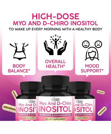 Organic Cadane Myo and D-Chiro Inositol Capsules for Women | with Berberine Ashwagandha Maca Chasteberry & 6 More | Cycle Regularity Body Management | Vegan Non-GMO - 90 Capsules - Buy Online on GoSupps.com