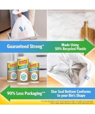 Glad White Garbage Bags - Small 25 Litres - Made using 50% Recycled Plastic 44 Trash Bags - Buy Online on GoSupps.com