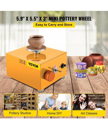 VEVOR 30W Ceramic Wheel Clay Machine | Adjustable Speed Electric Sculpting Kit with Turntables Trays and Tools for Art Craft | Home DIY Yellow - Buy Online on GoSupps.com