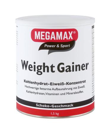 Megamax Weight Gainer Schoko 1.5 kg-Your Mass Gainer to prepare a low-fat carbohydrate protein drink for muscle mass and weight gain ideal for strengthening and underweight