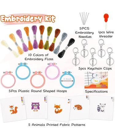 WATINC 5Pcs Embroidery Kit for Kids - DIY Cross Stitch Key Chain with Woodland Animal Patterns - Needlepoint Starter Kit for Beginners and Adults - Buy Online on GoSupps.com