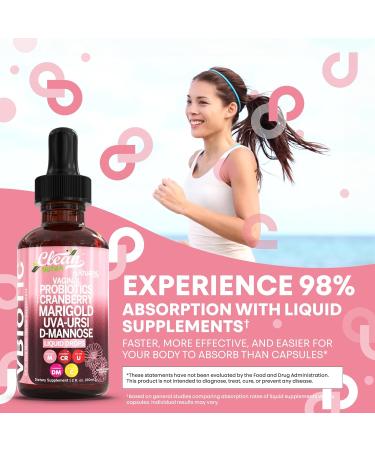 Clean Nutraceuticals VBiotic Vaginal Probiotic for Women Liquid Drops | Cranberry Uva Ursi Horsetail D-Mannose Prebiotics Marigold & Black Cohosh Vaginal Health Supplement | pH Balance 1 - Buy Online on GoSupps.com