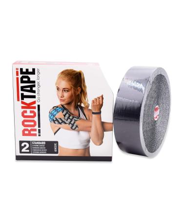 RockTape, Black, 2" x 105' (5cm x 32m) 1 Count (Pack of 1) Black