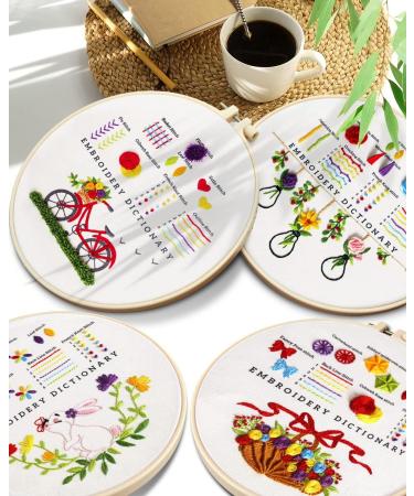 TINDTOP Embroidery Kit for Beginners - 4 Pack Cross Stitch Practice Kits with Threads, Hoops & Cloth - Learn Hand Stitch Technique with Embroidery Skills - Ideal for Craft Lovers - Buy Online on GoSupps.com