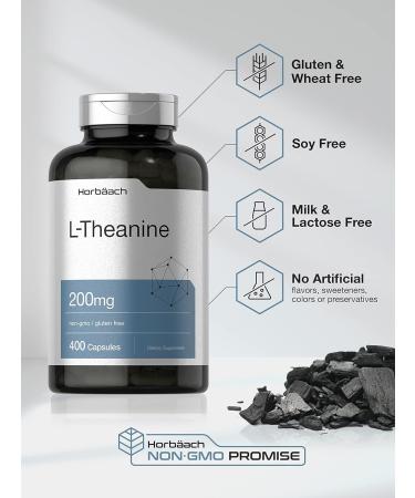 Horb ach L Theanine | 200mg | 400 Capsules | Value Size | Non-GMO Gluten Free Supplement - Buy Online on GoSupps.com