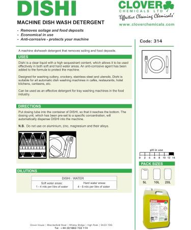 Clover Dishi Machine Dishwash Detergent (314) 5 Ltr - Buy Online on GoSupps.com