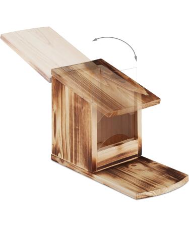 Relaxdays Squirrel Feeder House Feeding Station Box Standing Wooden HWD: 17.5 x 12 x 25 cm Flamed - Buy Online on GoSupps.com