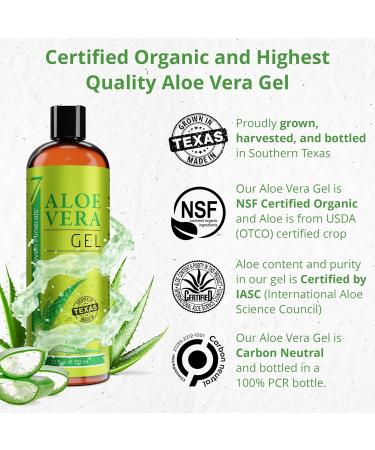 Organic Aloe Vera Gel - Pure Aloe From Freshly Cut Plant - No Xanthan, Absorbs Rapidly - 12 oz - Buy Online on GoSupps.com
