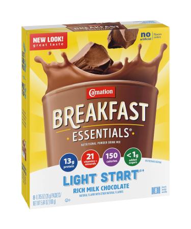 Carnation Breakfast Essentials Light Start Powder Drink Mix Rich Milk Chocolate.705 Oz 8 Ct (Pack of 2) Rich Milk Chocolate 1 Count (Pack of 2) - Buy Online on GoSupps.com