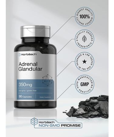 Raw Adrenal Glandular 350mg | 90 Capsules Non-GMO Gluten Free | Horbaach Supplement - Buy Online on GoSupps.com