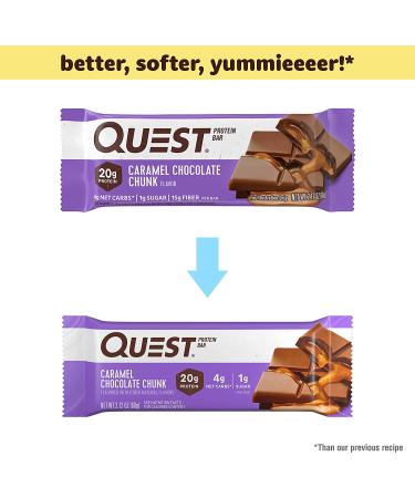 Quest Nutrition Caramel Chocolate Chunk Protein Bars - 12 Pack (2.12 oz Each) | High Protein Snack - Buy Online on GoSupps.com