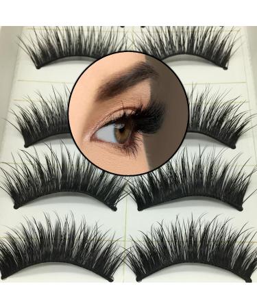 Lashes False Eye Lash Eyelashes Fluffy Russian Eyelash Strip Lash Wispy Handmade Cat Eye Lashes Volume Dramatic 5 Pairs 3D Thick Long Fake Lashes with Glue Natural Cross for Party Cosplay - Buy Online on GoSupps.com