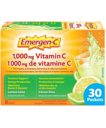 Emergen-C Raspberry (30 Count) 1000mg Vitamin C/Electrolytes/B Vitamins Mineral Supplement & Lemon-Lime (30 Count) 1000mg Vitamin C/Electrolytes/B Vitamins Mineral Supplement Vitamin + Vitamin C - Buy Online on GoSupps.com