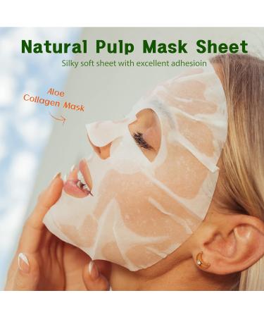 Purederm Aloe Collagen Mask (12 Pack) - Korean Beauty Essence Mask with Aloe Extracts, Collagen, and Vitamin E for Moisturizing and Soothing Skin - Buy Online on GoSupps.com