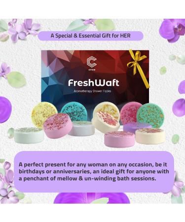 FreshWaft Set of 12 Shower Bombs - Aromatherapy Essential Oils for Home Spa - Shower Steamers Gift Set for Mom and Wife - Buy Online on GoSupps.com