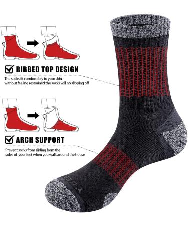 YUEDGE Men's Moisture-Wicking Hiking Socks - Cushioned Mid Calf - Size 6-13 - Black (New Model) - Buy Online on GoSupps.com