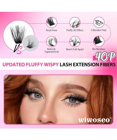 Wiwoseo Fluffy Lash Clusters Kit â€“ 40P Individual Eyelashes (9-16MM), Lash Bond & Seal Glue, Tweezers Included for Self Application - Buy Online on GoSupps.com