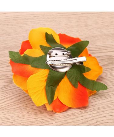 2 in 1 Large Orange Artificial Rose Hairpin & Hair Clips Brooch for Women's Party | Shop Internationally - Buy Online on GoSupps.com