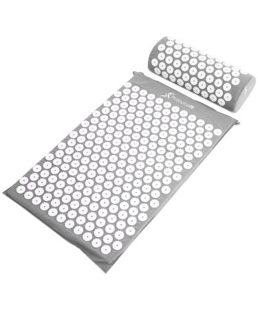 ProsourceFit Acupressure Mat and Pillow Set for Back/Neck Pain Relief and Muscle Relaxation Gray/White