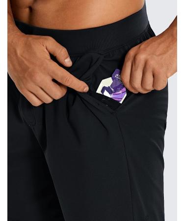 CRZ YOGA Men's 7 Four-Way Stretch Workout Shorts with Zip Pockets - Black - Buy Online on GoSupps.com