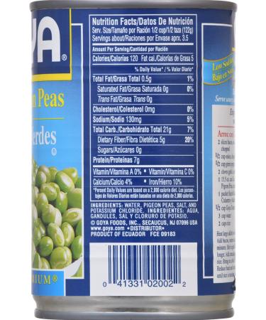 Goya Foods Low Sodium Green Pigeon Peas 15 oz - Buy Online for Healthy Cooking! - Buy Online on GoSupps.com
